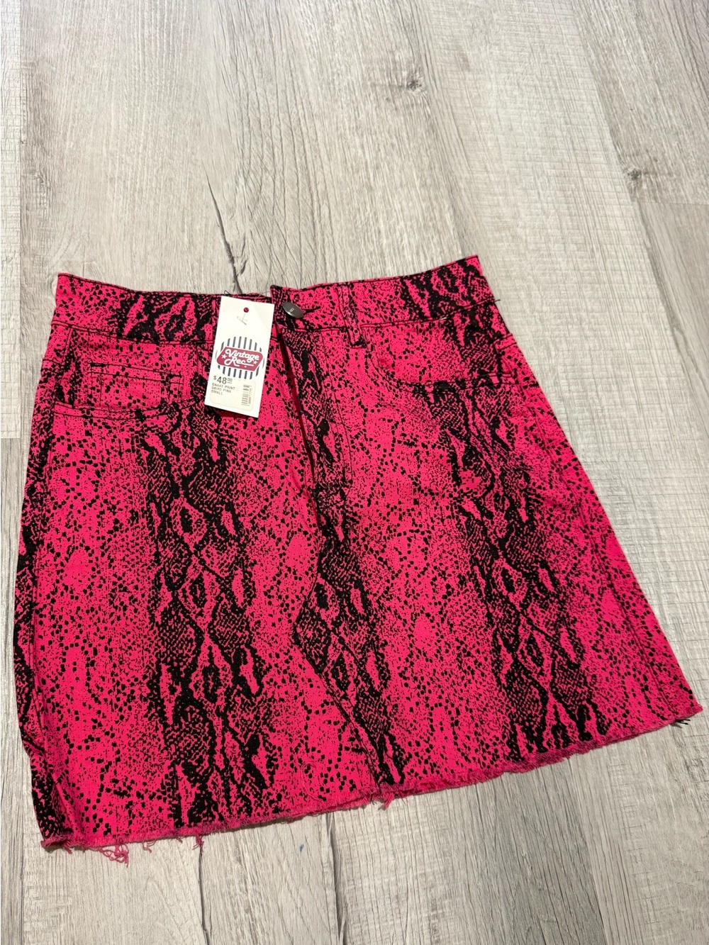 Women's American Bazi Black/Pink Snake Print Skirt Size Small NWT